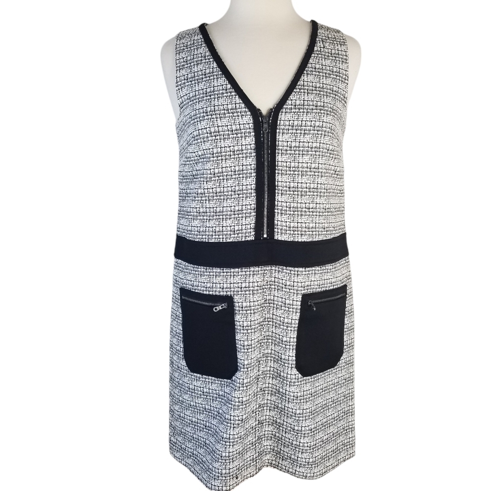 NWT J. Crew Sleeveless Tweed Zip Front Sheath Dress Sz. 6 Zip Front Pockets
